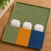 3 Colour Tea Bag Holder with Coaster Crochet Pattern PDF, Tea Organizer Crochet Pattern, Mug Coaster Pocket Holder, Beginner Crochet Pattern