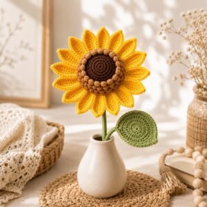 il_fullxfull.8178656949_loo9.jpg Crochet Sunflower Pattern PDF, Realistic Flower Bouquet, Amigurumi Stem Leaf (Digital Download)