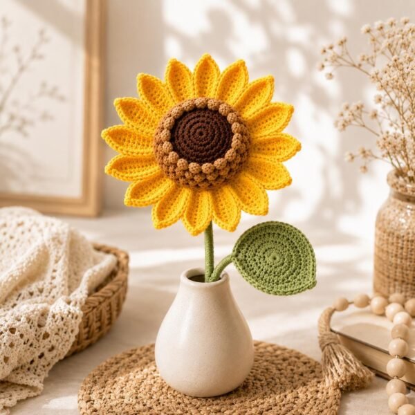 il_fullxfull.8178656949_loo9.jpg Crochet Sunflower Pattern PDF, Realistic Flower Bouquet, Amigurumi Stem Leaf (Digital Download)