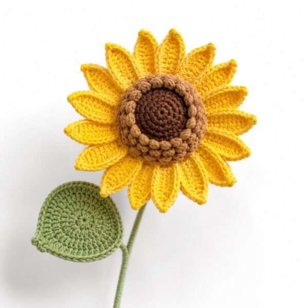 il_fullxfull.8178657147_64s1.jpg Crochet Sunflower Pattern PDF, Realistic Flower Bouquet, Amigurumi Stem Leaf (Digital Download)