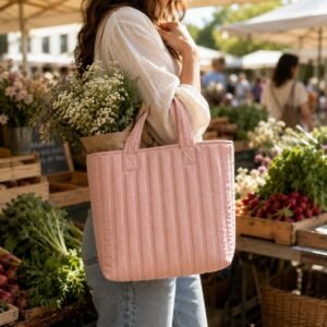 Quilted Mini Tote Bag Sewing Pattern | Beginner Friendly, Optional Tulip Embroidery (PDF Download)
