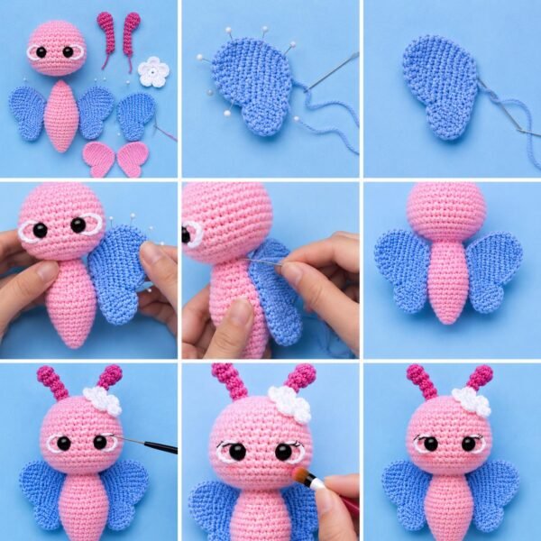 il_fullxfull.8187617987_gg23.jpg Crochet Butterfly Pattern PDF, Amigurumi Butterfly Plush Toy, Beginner Friendly Crochet Pattern, Instant Download