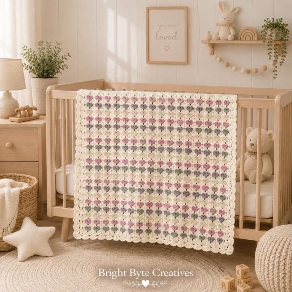il_fullxfull.8205895009_1czb.jpg Heart Blanket Crochet Pattern PDF, Baby Throw, Instant Download