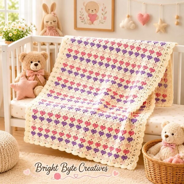 il_fullxfull.8205895017_30ux.jpg Heart Blanket Crochet Pattern PDF, Baby Throw, Instant Download