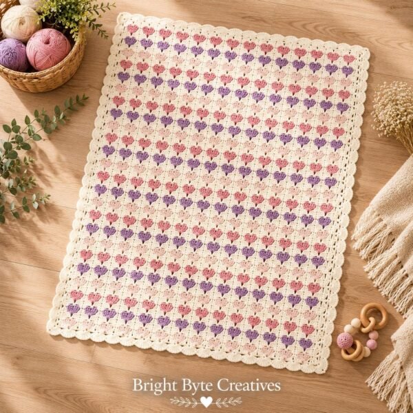 il_fullxfull.8205895029_pnfx.jpg Heart Blanket Crochet Pattern PDF, Baby Throw, Instant Download