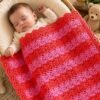 Easy Shell Stitch Crochet Throw Blanket Pattern, Striped Beginner Blanket (PDF Download)