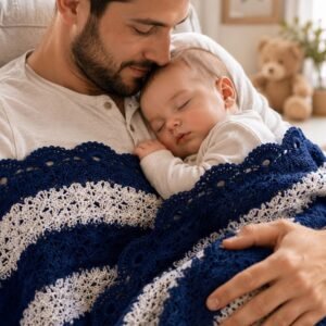 Easy Shell Stitch Crochet Throw Blanket Pattern, Striped Beginner Blanket (PDF Download)