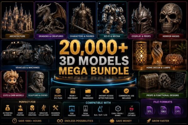 20,000+ 3D Models Mega Bundle, STL Files for FDM/Resin Printers (Digital Download)