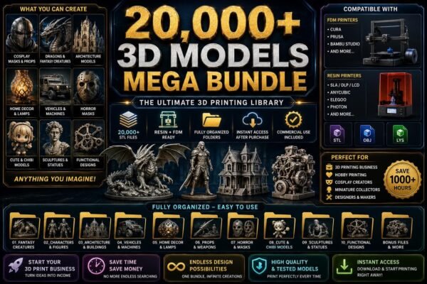 il_fullxfull.8217437455_sq85-1.jpg 20,000+ 3D Models Mega Bundle, STL Files for FDM/Resin Printers (Digital Download)