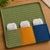 3 Colour Tea Bag Holder with Coaster Crochet Pattern PDF, Tea Organizer Crochet Pattern, Mug Coaster Pocket Holder, Beginner Crochet Pattern