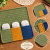 3 Colour Tea Bag Holder with Coaster Crochet Pattern PDF, Tea Organizer Crochet Pattern, Mug Coaster Pocket Holder, Beginner Crochet Pattern
