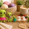 6-Pattern Crochet Bundle: Alien, Chicken, Rooster, Frog Amigurumi (PDF Download)