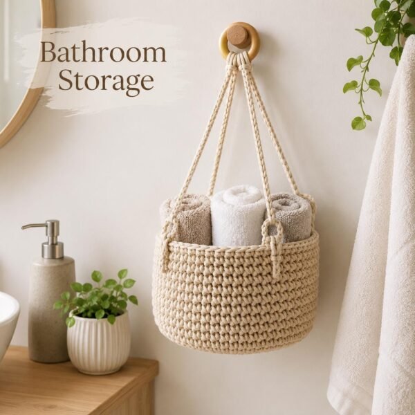 Sunwoven Hanging Basket Crochet Pattern | Beginner Plant Hanger (PDF Download)