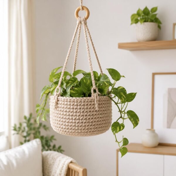 il_fullxfull.8282432964_b1se.jpg Sunwoven Hanging Basket Crochet Pattern | Beginner Plant Hanger (PDF Download)