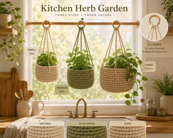 il_fullxfull.8282433962_i5yb.jpg Sunwoven Hanging Basket Crochet Pattern | Beginner Plant Hanger (PDF Download)