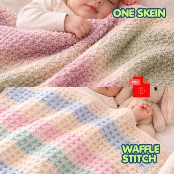 il_fullxfull.8283260483_rfhj.jpg Crochet Baby Blanket Patterns Bundle | Waffle Stitch, One Skein Afghan (PDF Download)