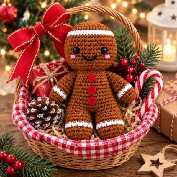 il_fullxfull.8315863632_i6t2.jpg Crochet Gingerbread Cookie Amigurumi Pattern | Beginner Friendly Christmas Doll (PDF Download)