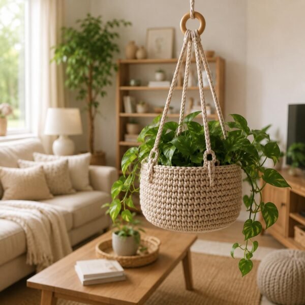 il_fullxfull.8330351073_fwrg.jpg Sunwoven Hanging Basket Crochet Pattern | Beginner Plant Hanger (PDF Download)