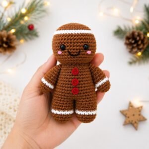 Crochet Gingerbread Cookie Amigurumi Pattern | Beginner Friendly Christmas Doll (PDF Download)