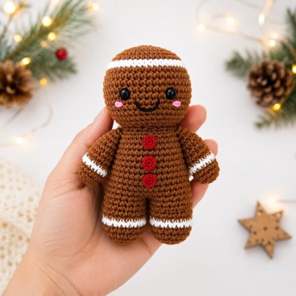 il_fullxfull.8363754335_qcj1.jpg Crochet Gingerbread Cookie Amigurumi Pattern | Beginner Friendly Christmas Doll (PDF Download)