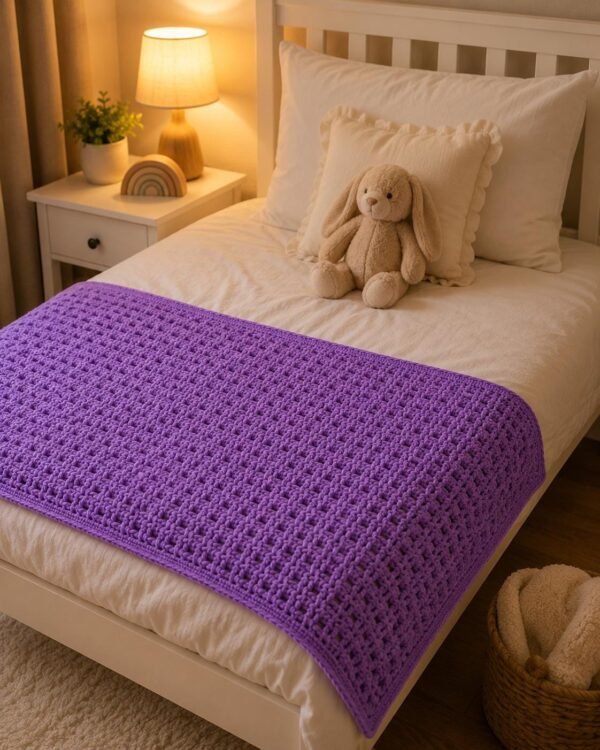Crochet Baby Blanket Pattern | Easy Textured Blanket PDF | Beginner Crochet Pattern | Ridge & Eyelet Stitch