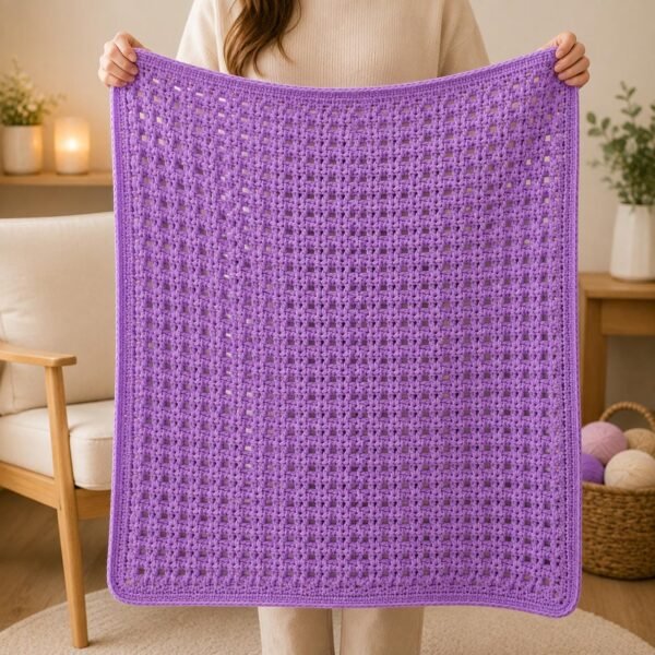 Crochet Baby Blanket Pattern | Easy Textured Blanket PDF | Beginner Crochet Pattern | Ridge & Eyelet Stitch