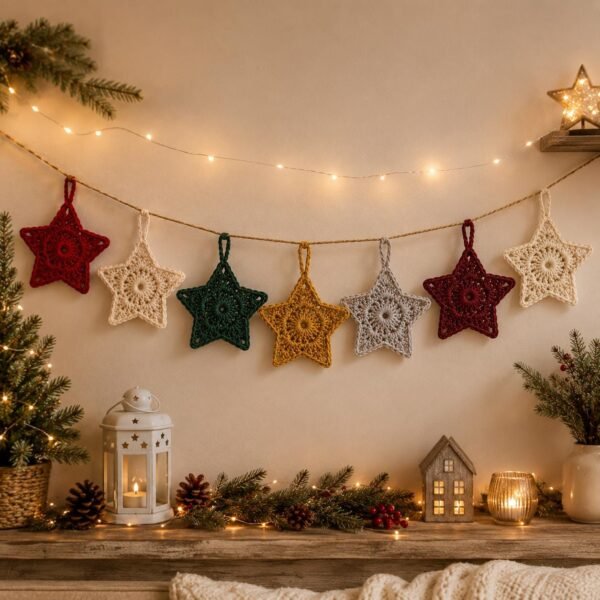 Easy Crochet Star Ornament Pattern | Beginner Christmas Tree Decor (PDF Download)