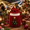 Christmas Crochet Gift Bag Pattern PDF | Beginner Crochet Drawstring Bag | Holiday Gift Bag Crochet Pattern | Christmas Tree Bag