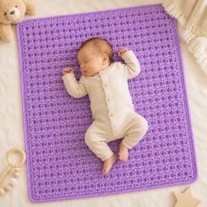Crochet Baby Blanket Pattern | Easy Textured Blanket PDF | Beginner Crochet Pattern | Ridge & Eyelet Stitch