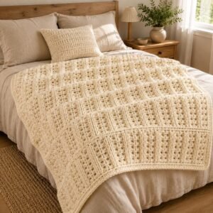 Staggered Rib Crochet Blanket Pattern | Textured Throw, Baby to Adult Sizes (Digital Download)