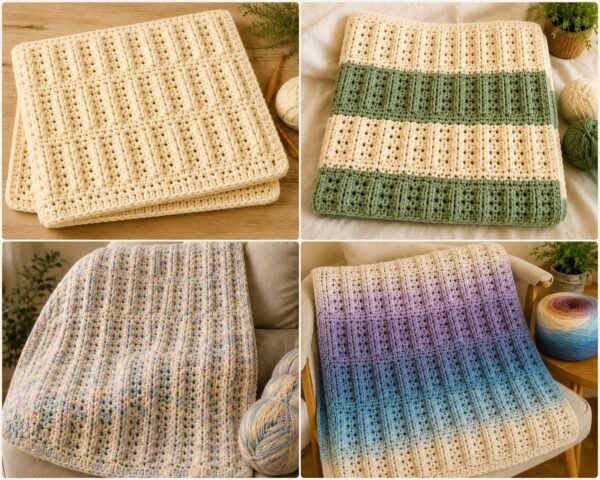 il_fullxfull.8419035597_eknb.jpg Staggered Rib Crochet Blanket Pattern | Textured Throw, Baby to Adult Sizes (Digital Download)