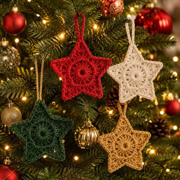 Easy Crochet Star Ornament Pattern | Beginner Christmas Tree Decor (PDF Download)