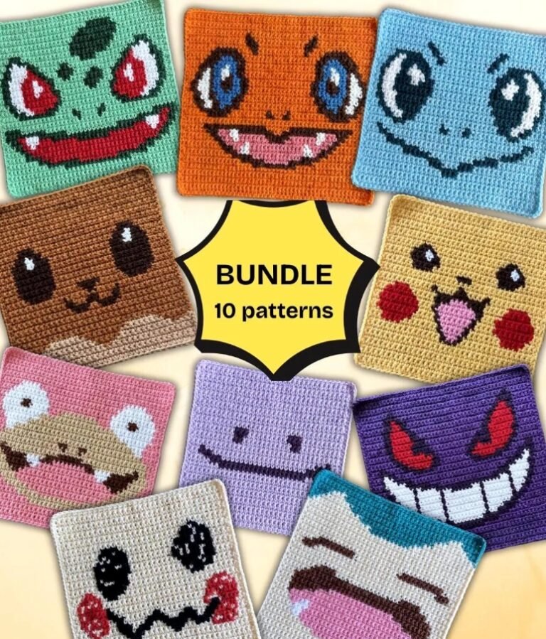 10 Pokemon Crochet Squares for Colorful Blankets & Bags